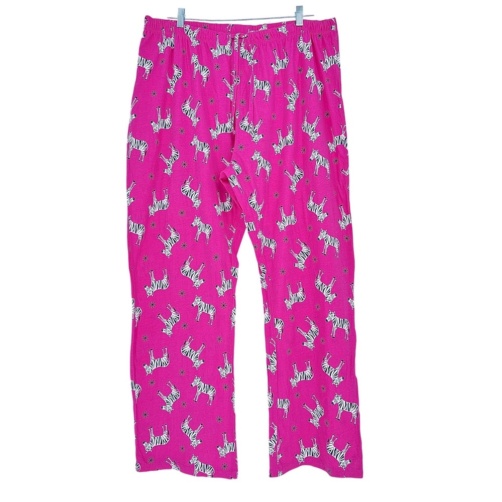 Indigo Pajama Pants Womens 2X Pink Zebra Print Cotton Plus Sleepwear Loungewear